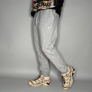 Nike Sweatpants Grey Cotton Joggers White Swoosh